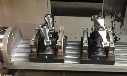 Parts loaded for machining